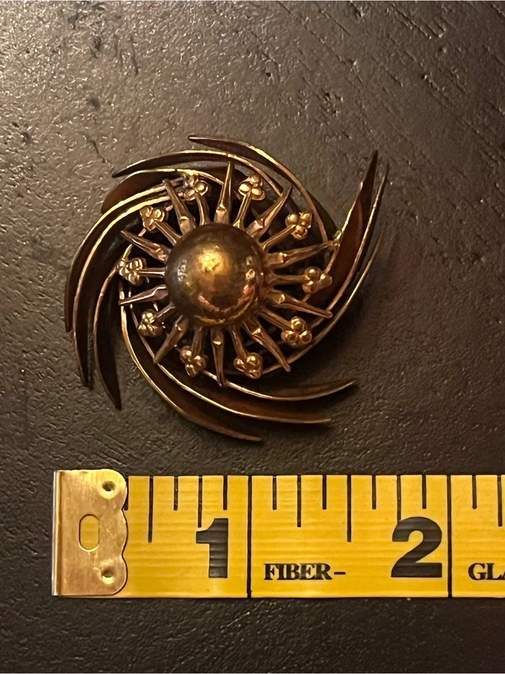 Vintage Gold-Tone Sunburst Floral Swirl Brooch